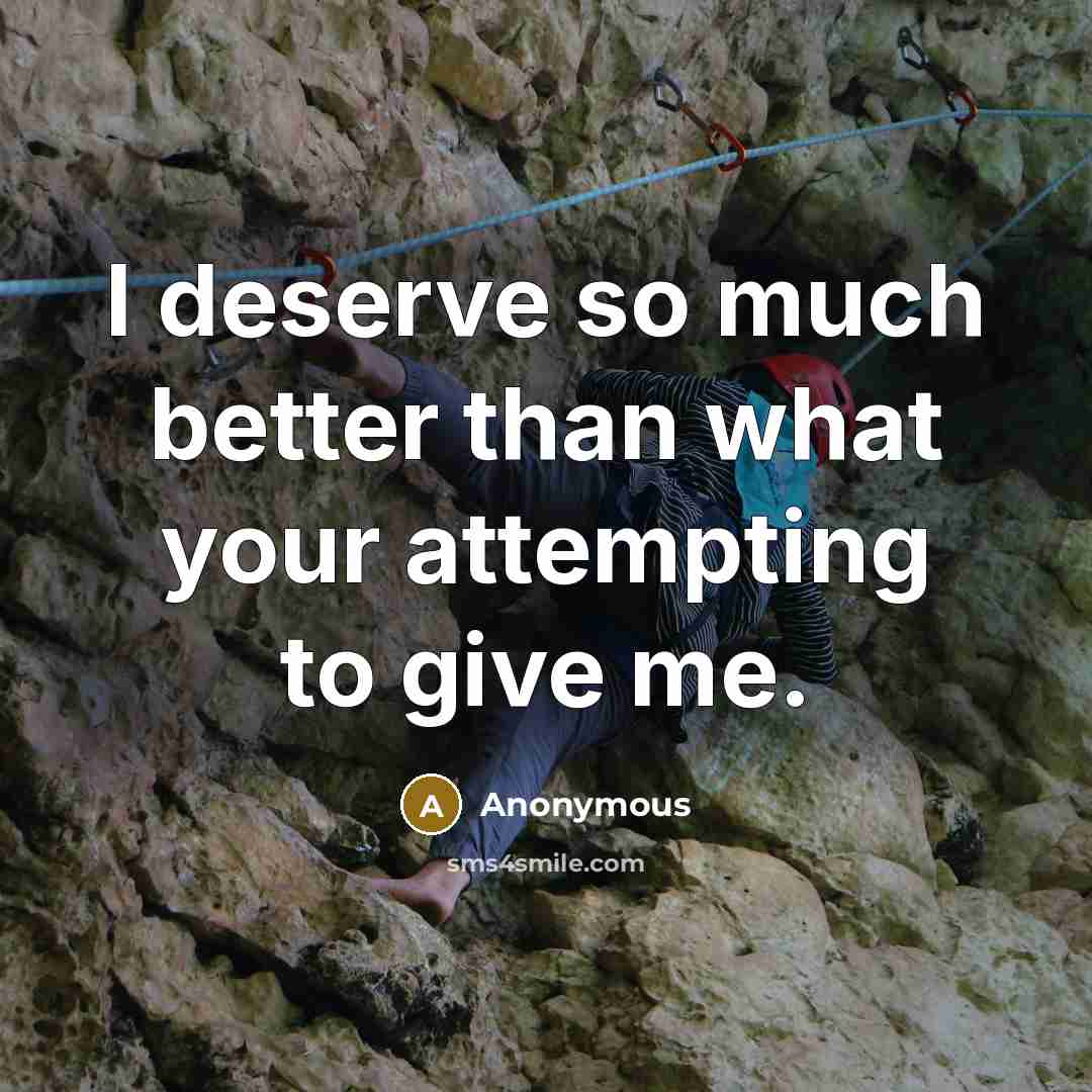 “I deserve so much better than what your attempting to give me.” quote by Anonymous