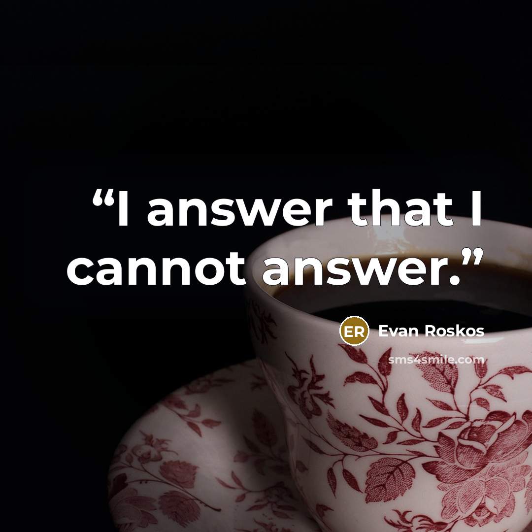 “I answer that I cannot answer.” quote by Evan Roskos