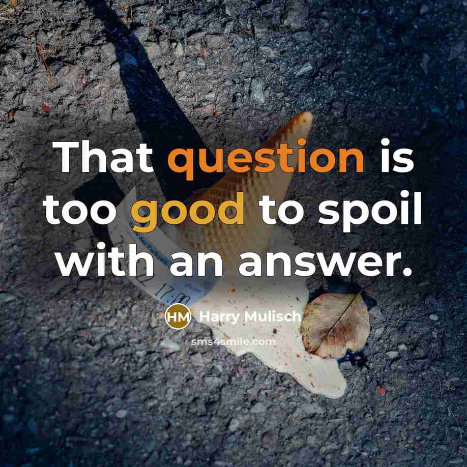 “That question is too good to spoil with an answer.” quote by Harry Mulisch