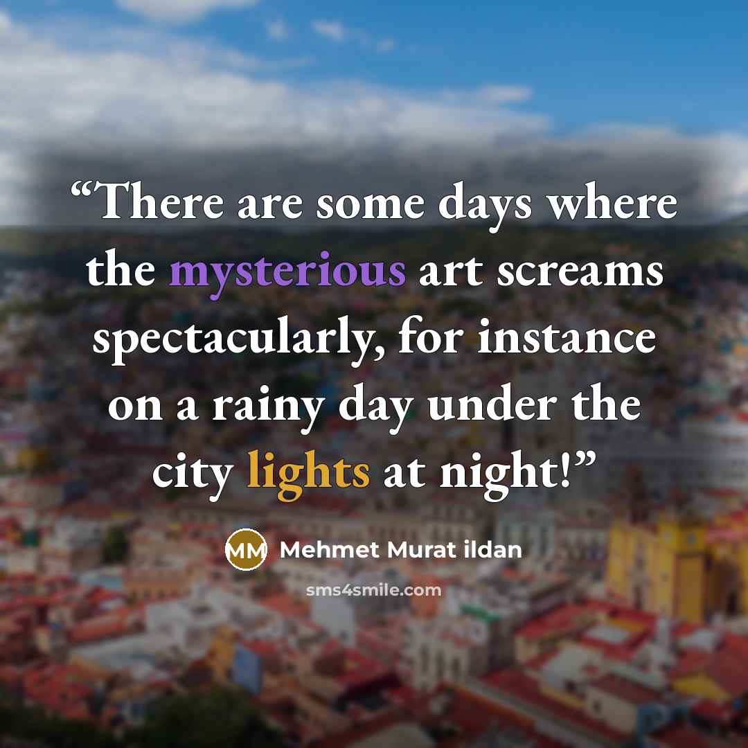 “There are some days where the mysterious art screams spectacularly, for instance on a rainy day under the city lights at night!” quote by Mehmet Murat ildan