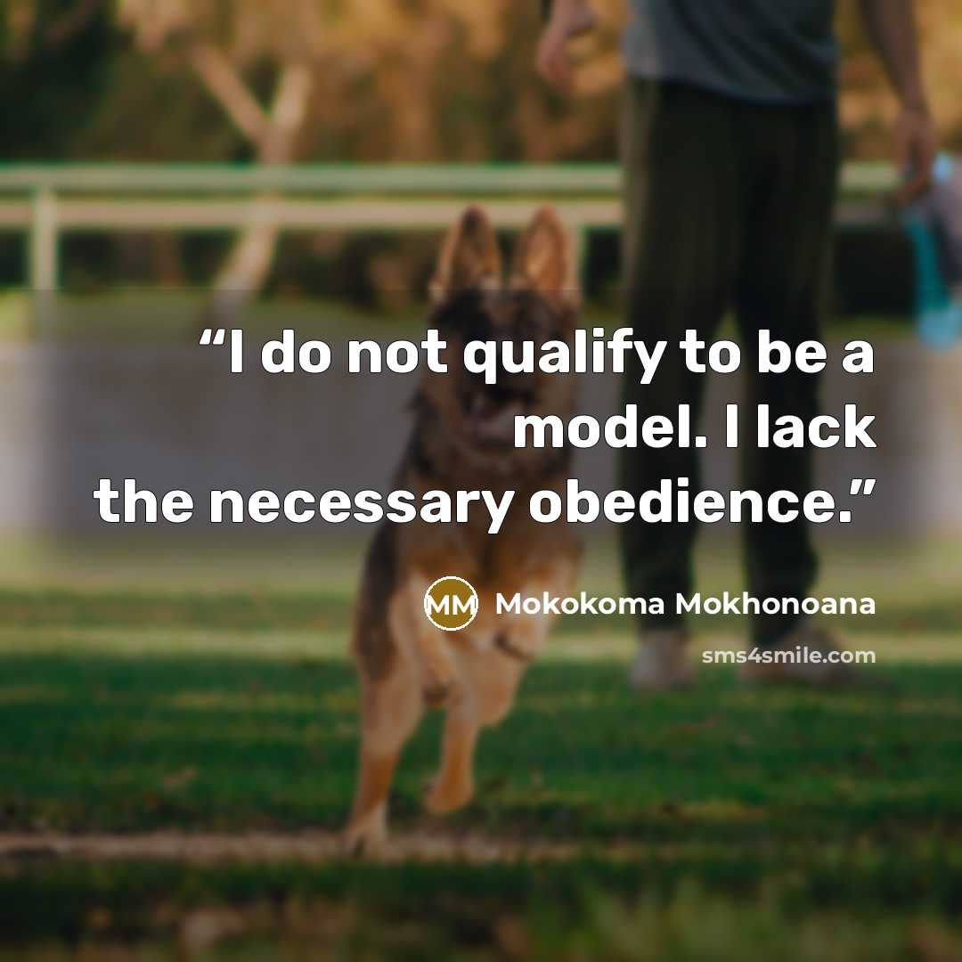“I do not qualify to be a model. I lack the necessary obedience.” quote by Mokokoma Mokhonoana