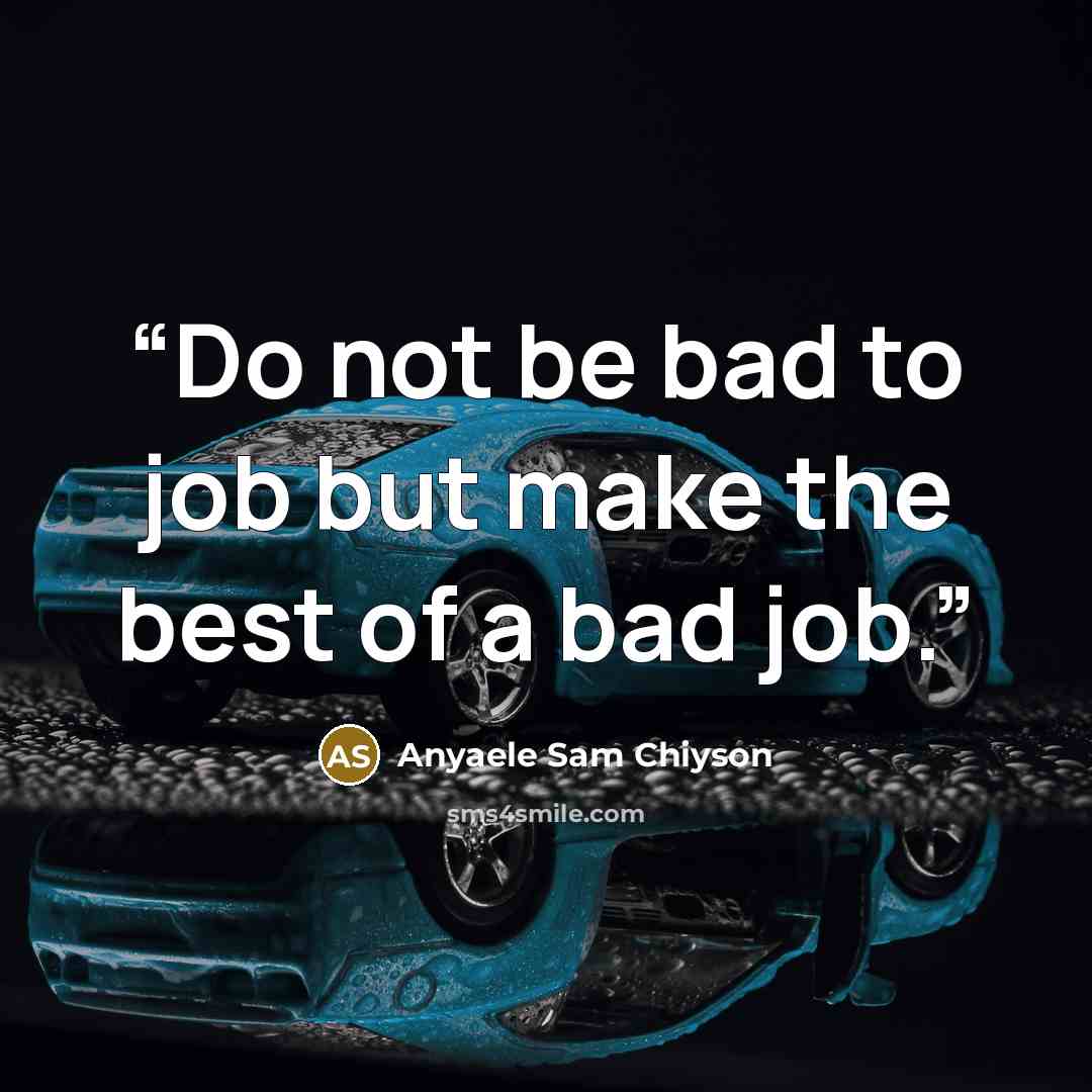 “Do not be bad to job but make the best of a bad job.” quote by Anyaele Sam Chiyson