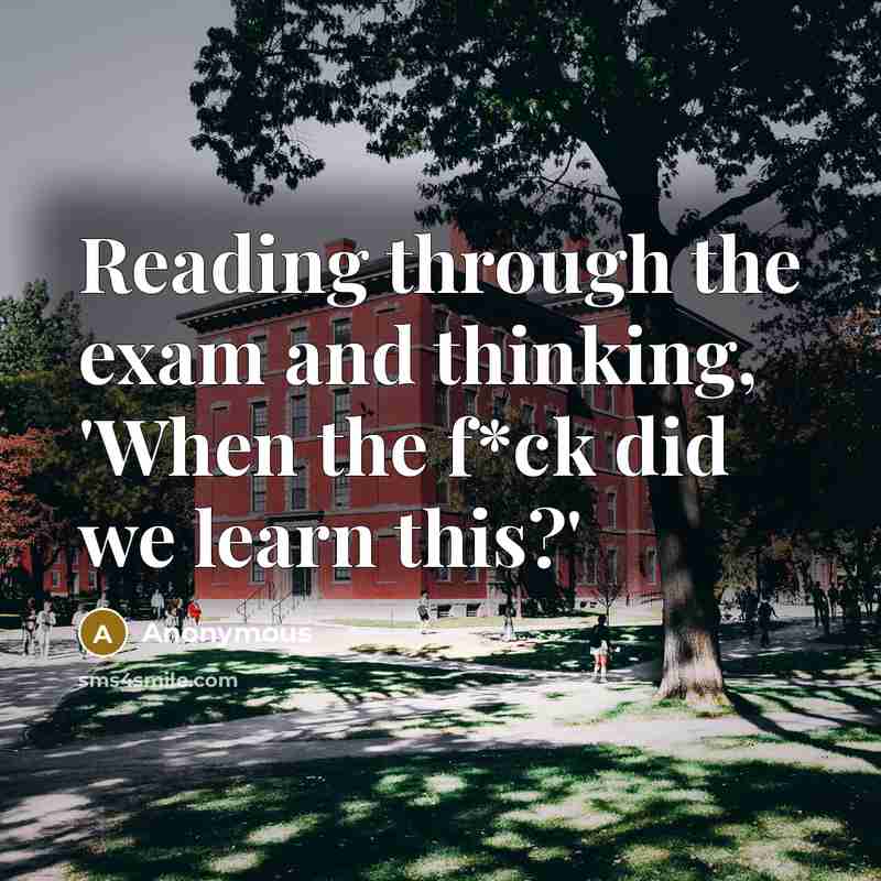 “Reading through the exam and thinking, 'When the f*ck did we learn this?'” quote by Anonymous