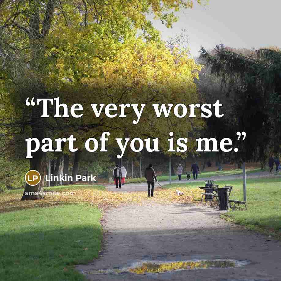 “The very worst part of you is me.” quote by Linkin Park