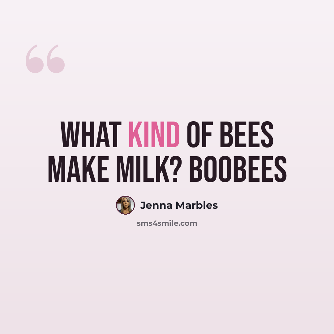 “What kind of bees make milk? BOOBEES” quote by Jenna Marbles