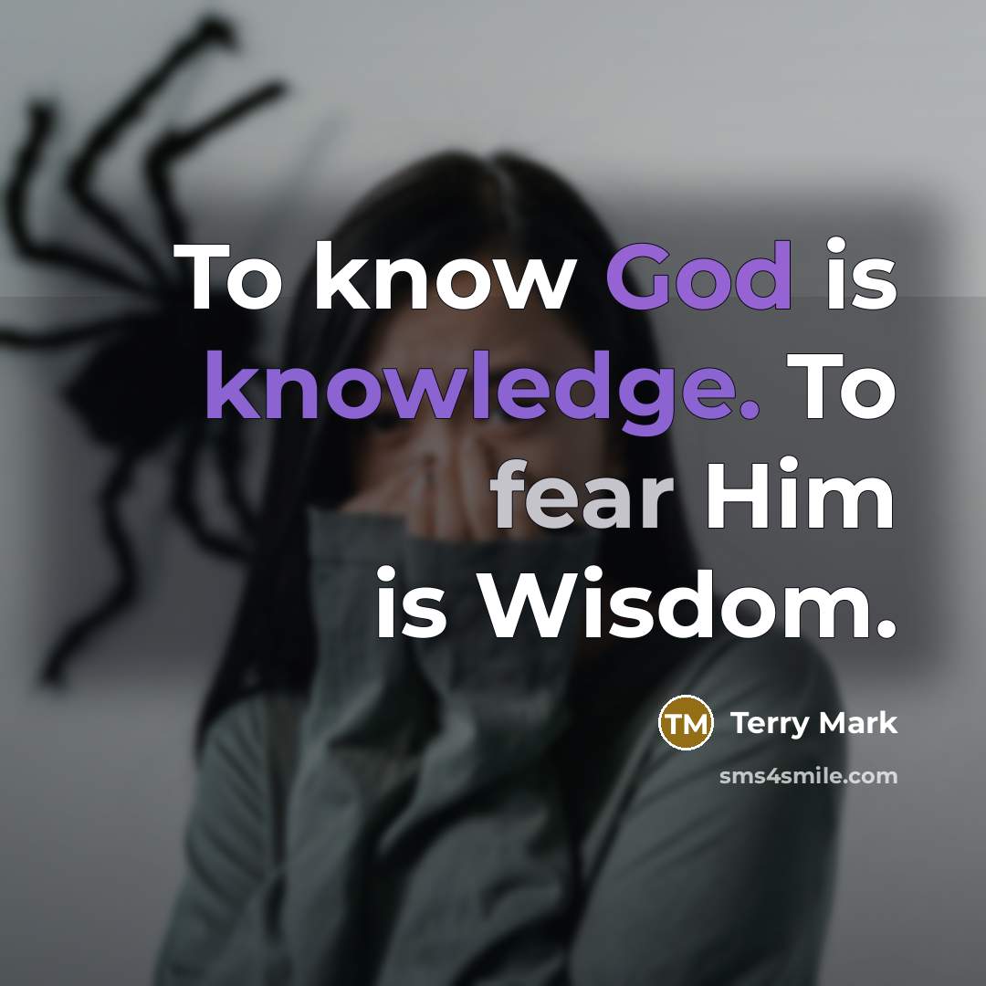 “To know God is knowledge. To fear Him is Wisdom.” quote by Terry Mark