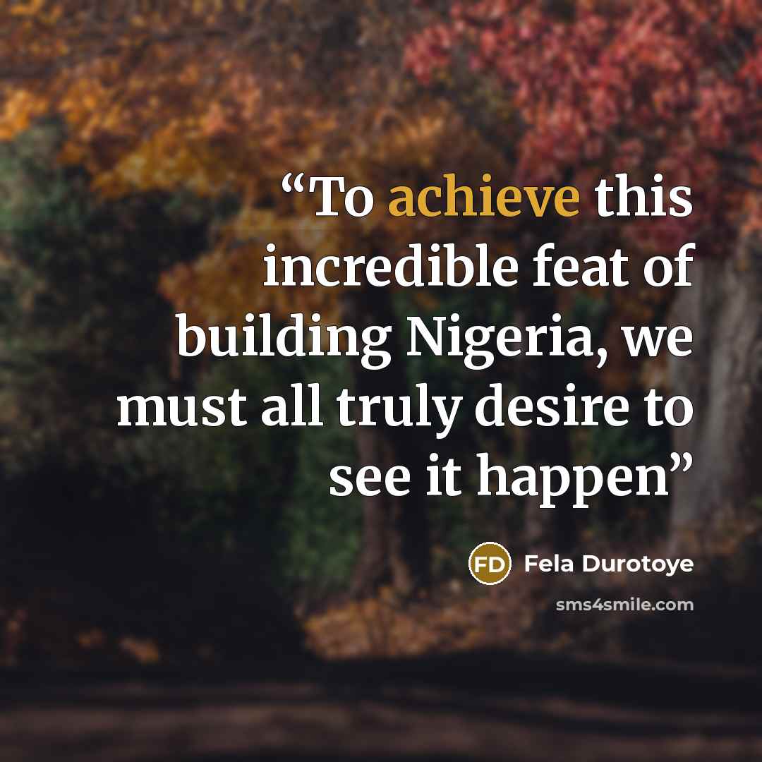 “To achieve this incredible feat of building Nigeria, we must all truly desire to see it happen” quote by Fela Durotoye