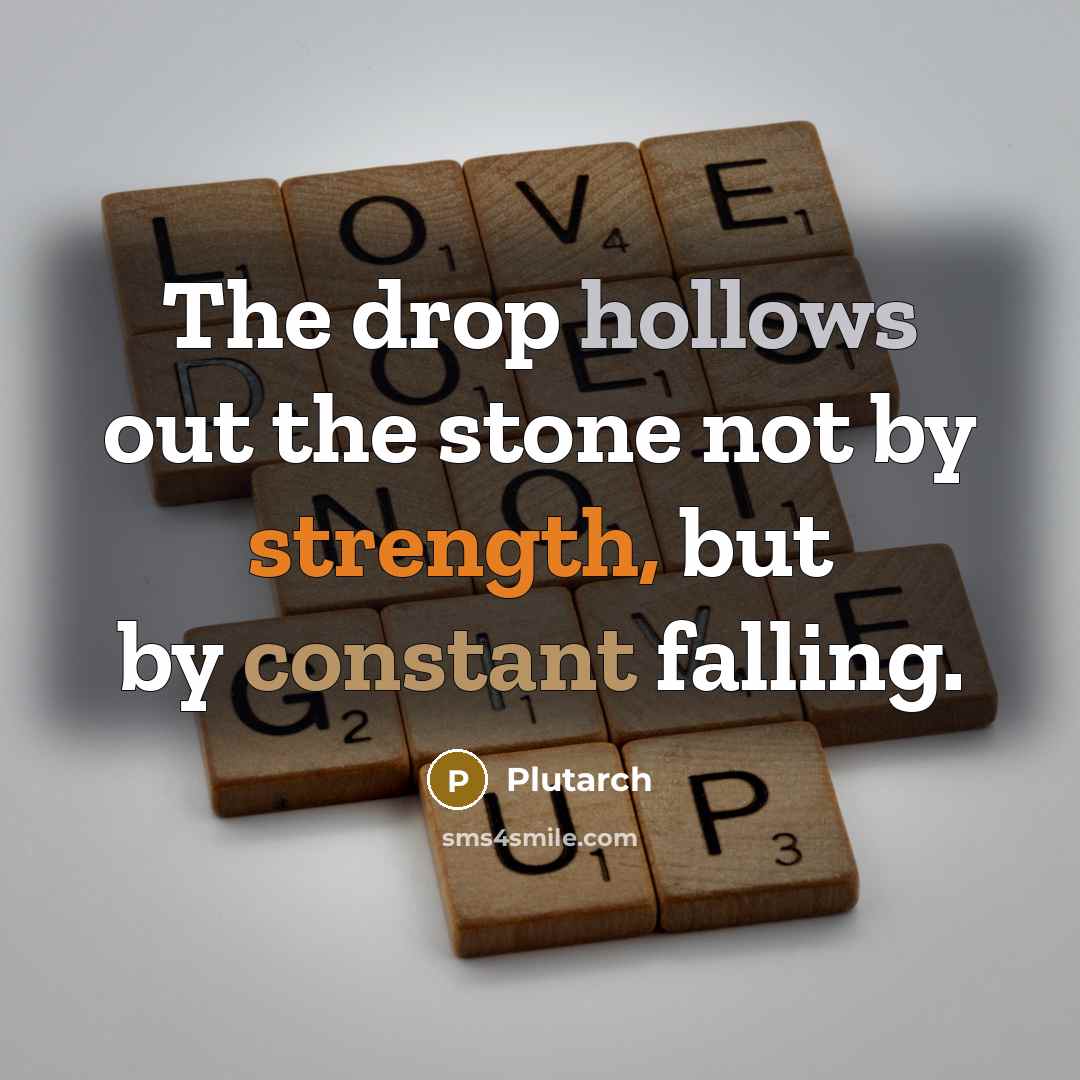 “The drop hollows out the stone not by strength, but by constant falling.” quote by Plutarch