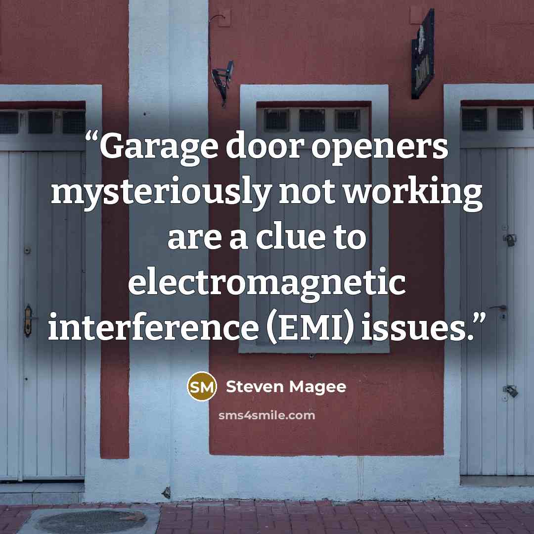 “Garage door openers mysteriously not working are a clue to electromagnetic interference (EMI) issues.” quote by Steven Magee