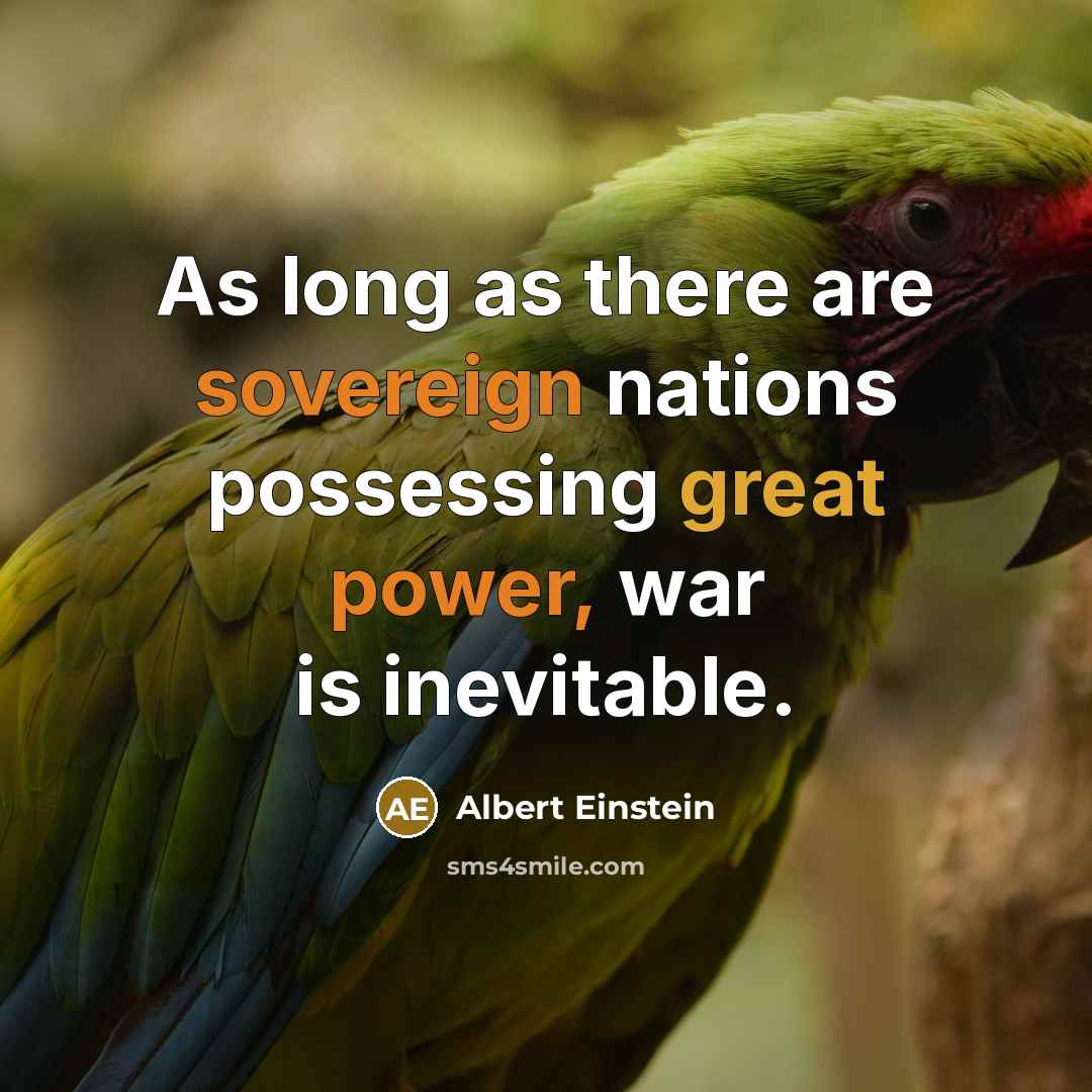 “As long as there are sovereign nations possessing great power, war is inevitable.” quote by Albert Einstein