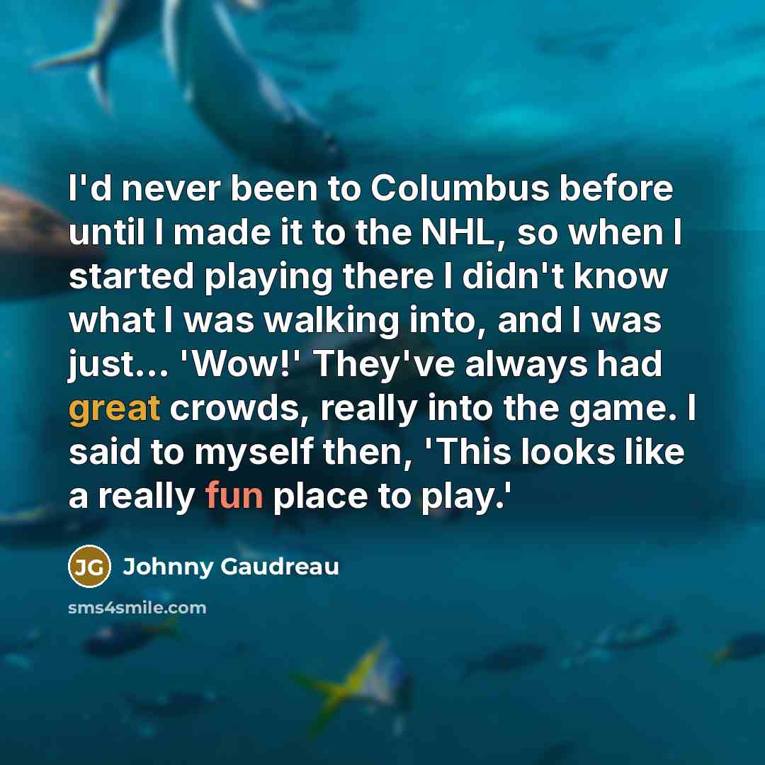 “I'd never been to Columbus before until I made it to the NHL, so when I started playing there I didn't know what I was walking into, and I was just... 'Wow!' They've always had great crowds, really into the game. I said to myself then, 'This looks like a really fun place to play.'” quote by Johnny Gaudreau