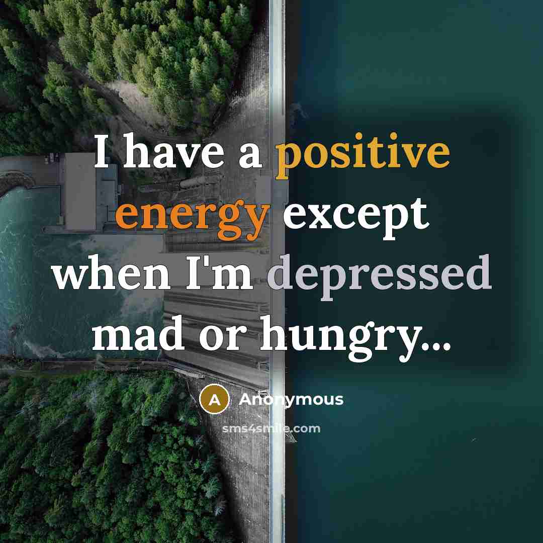 “I have a positive energy except when I'm depressed mad or hungry...” quote by Anonymous