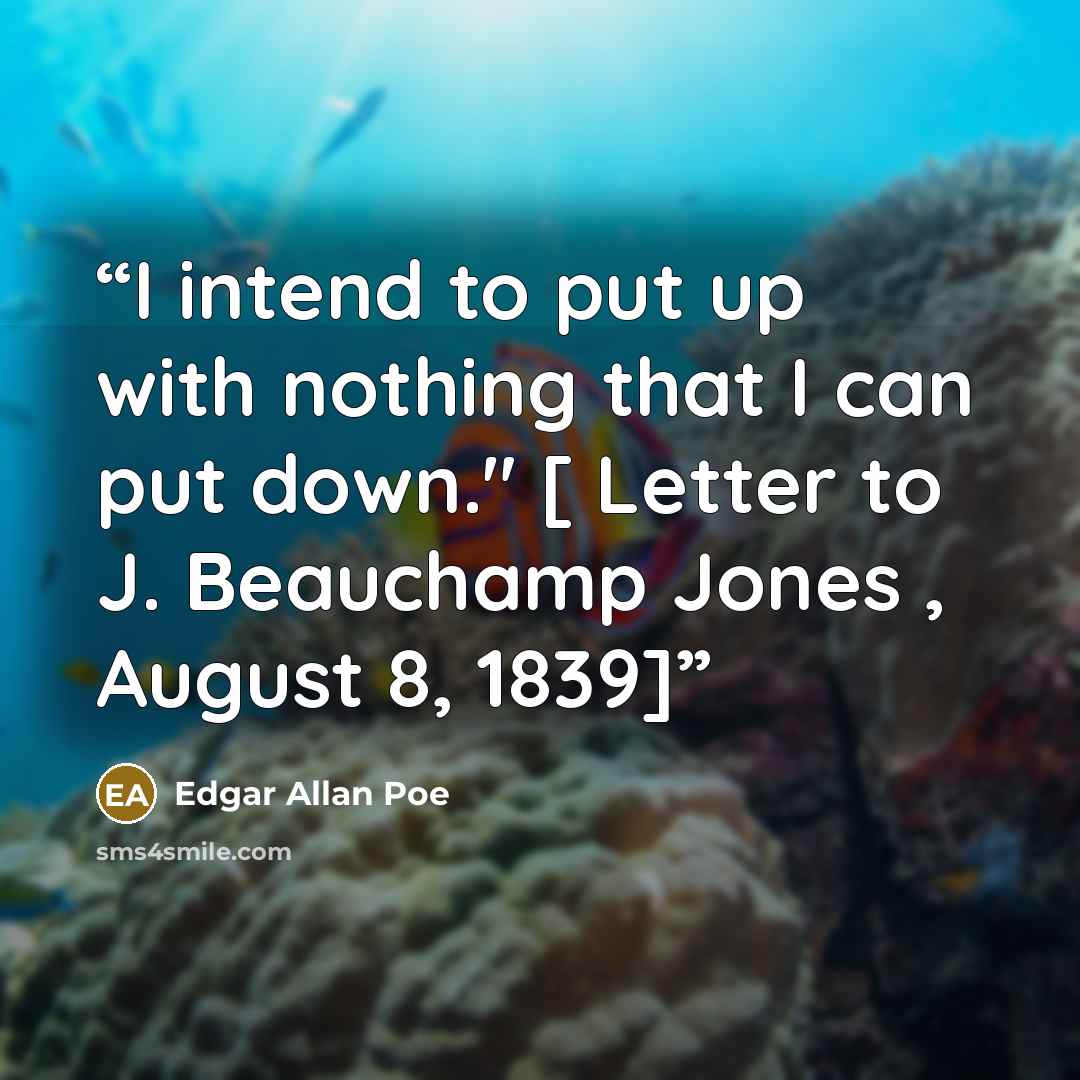 “I intend to put up with nothing that I can put down." [ Letter to J. Beauchamp Jones , August 8, 1839]” quote by Edgar Allan Poe