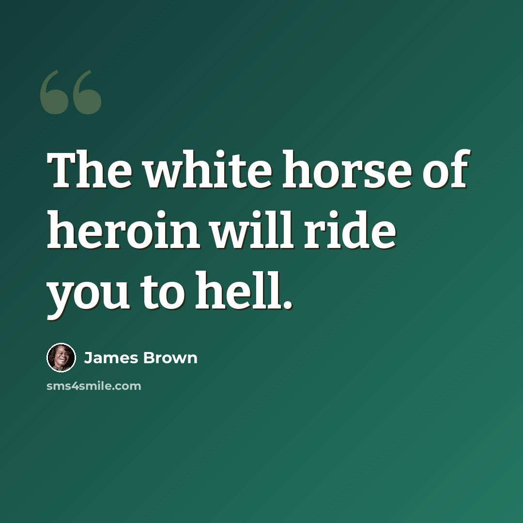 “The white horse of heroin will ride you to hell.” quote by James Brown
