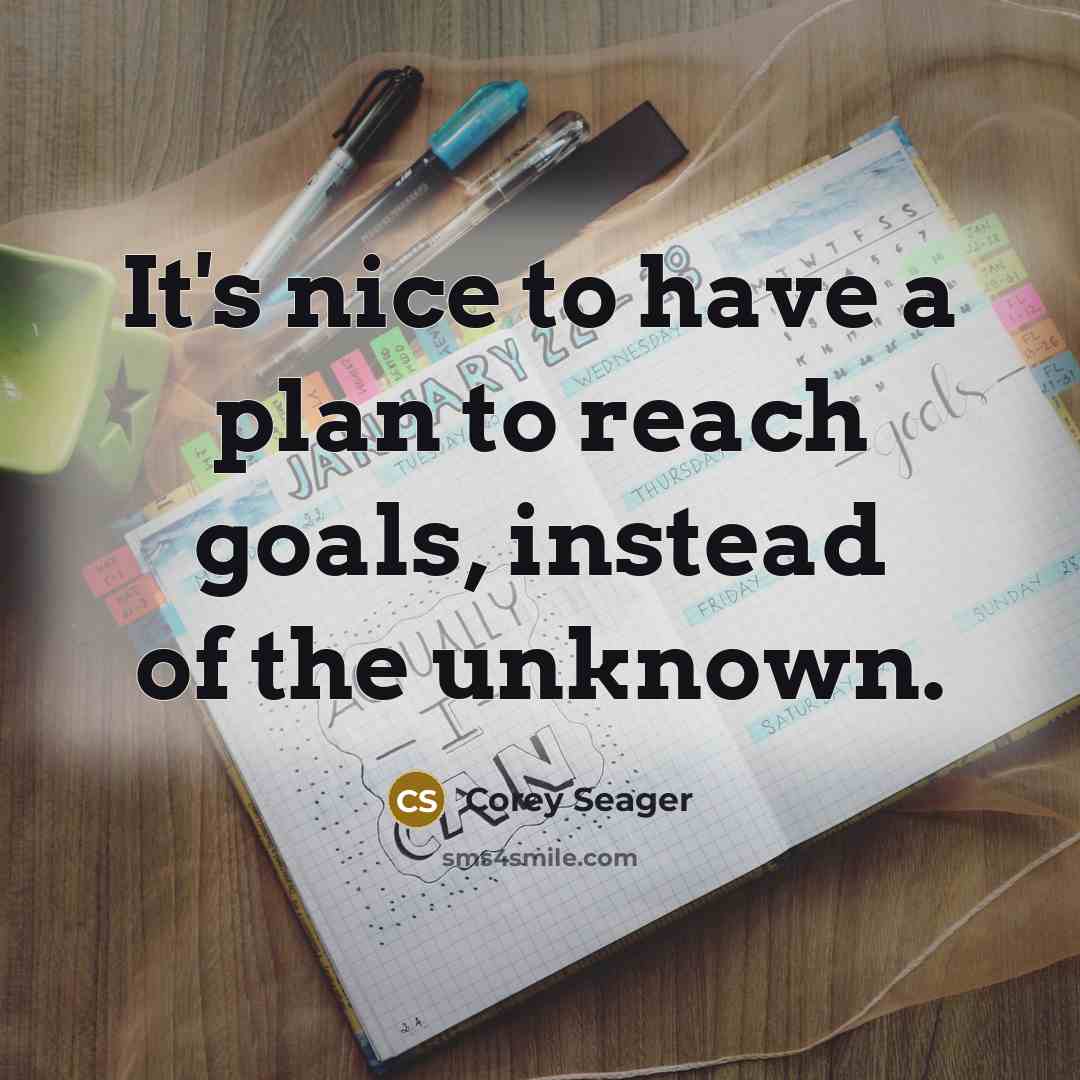 “It's nice to have a plan to reach goals, instead of the unknown.” quote by Corey Seager