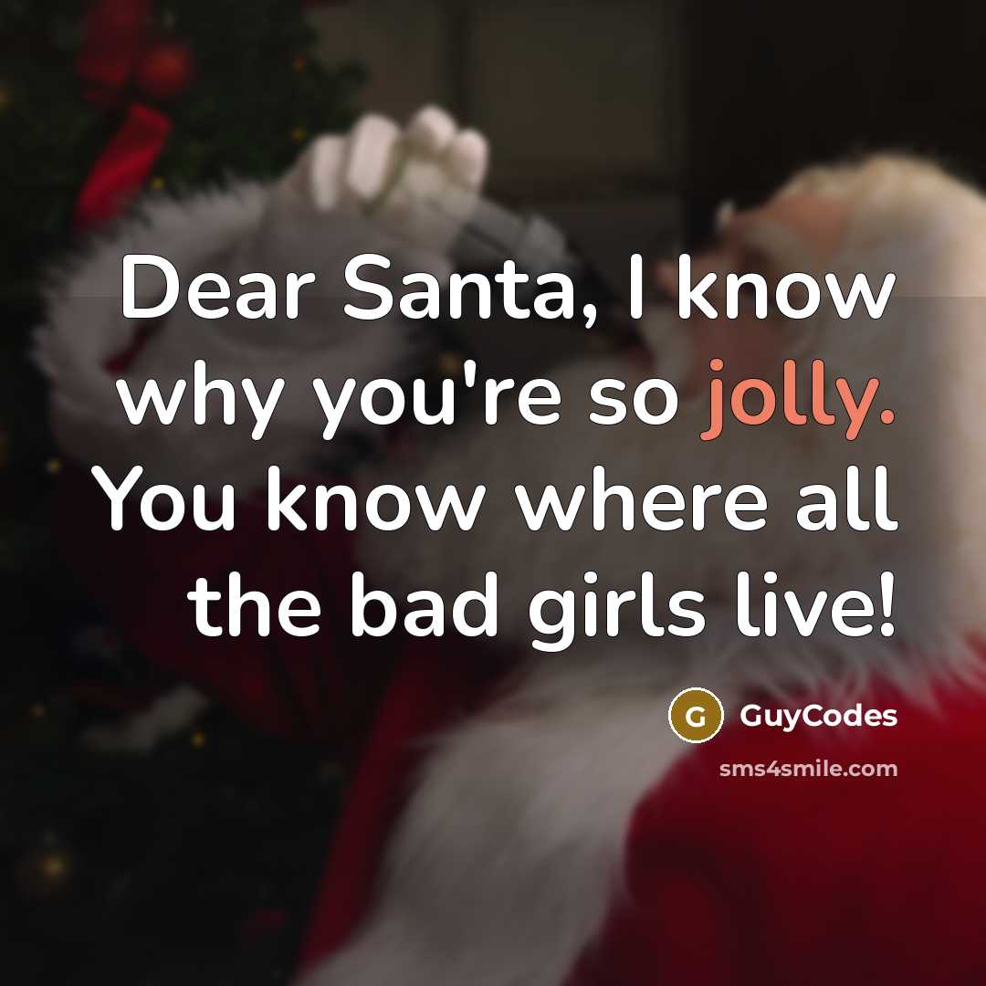 “Dear Santa, I know why you're so jolly. You know where all the bad girls live!” quote by GuyCodes