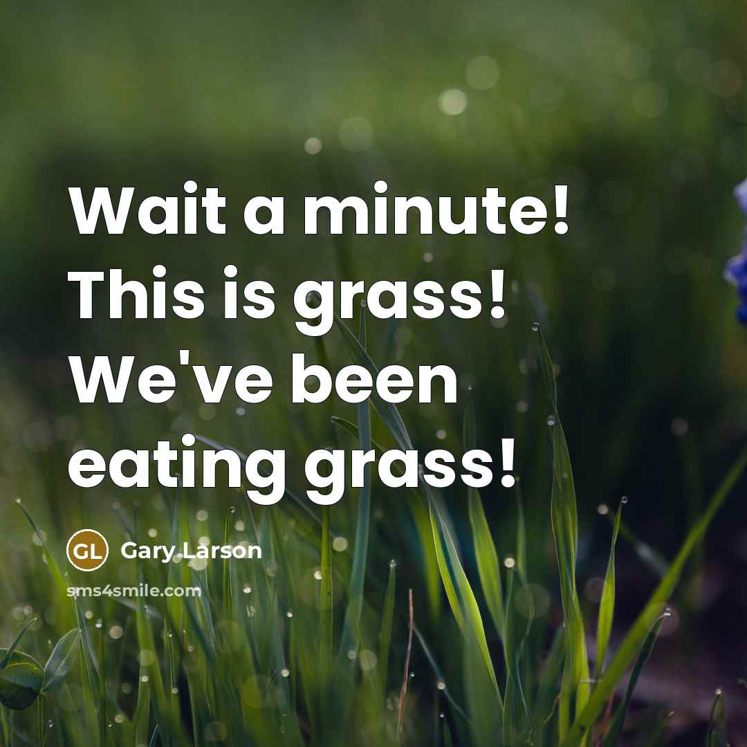 “Wait a minute! This is grass! We've been eating grass!” quote by Gary Larson