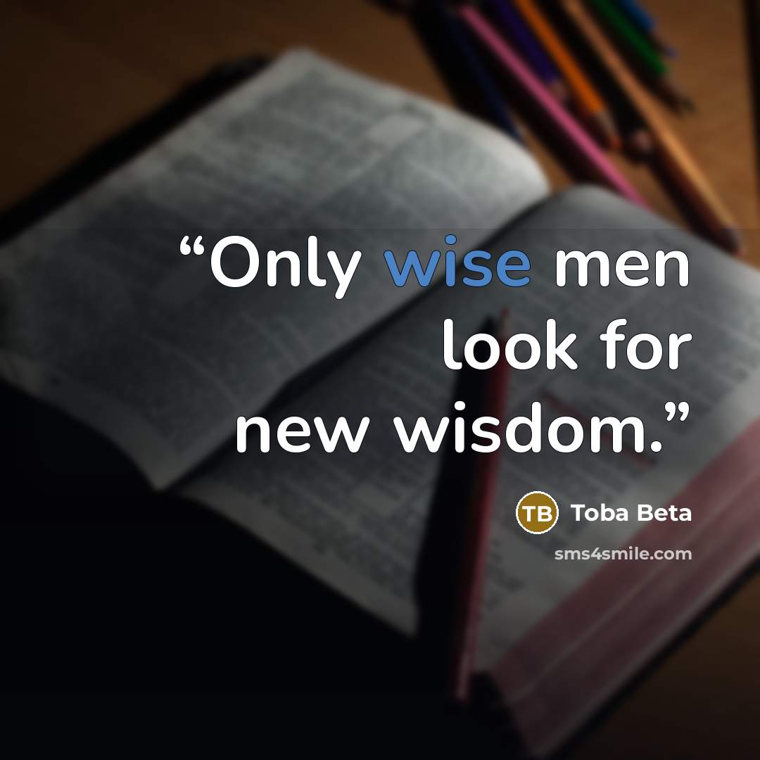 “Only wise men look for new wisdom.” quote by Toba Beta