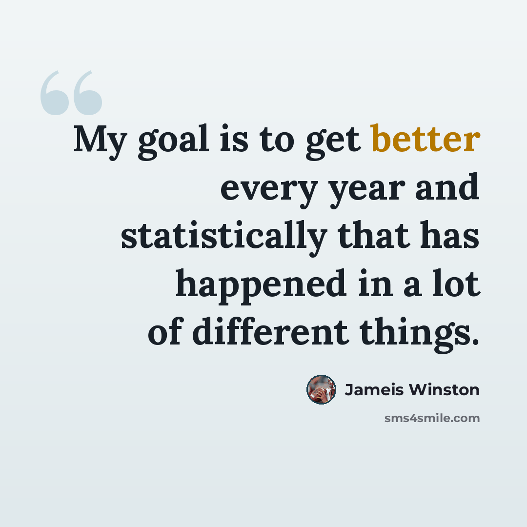 “My goal is to get better every year and statistically that has happened in a lot of different things.” quote by Jameis Winston