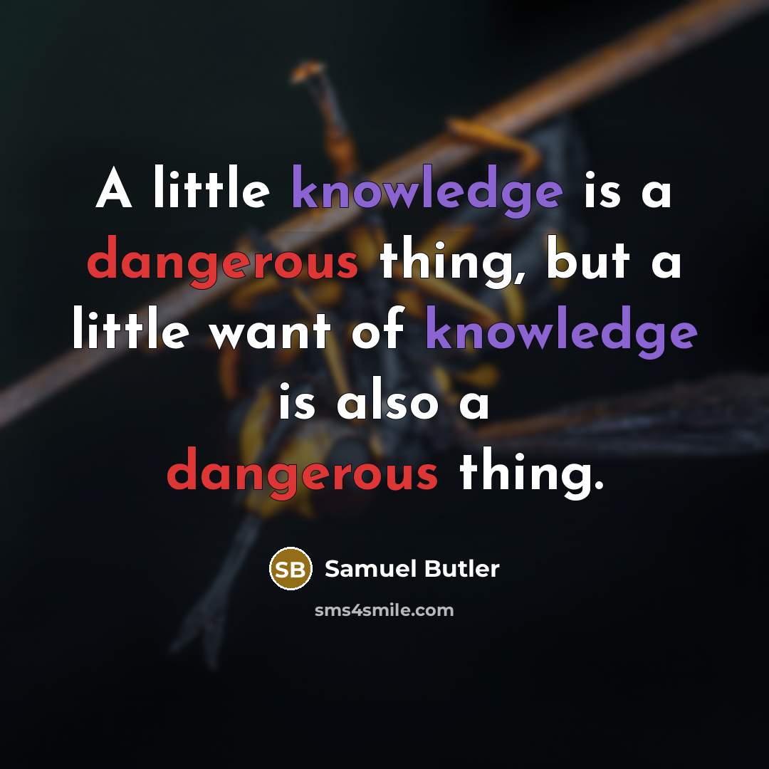 “A little knowledge is a dangerous thing, but a little want of knowledge is also a dangerous thing.” quote by Samuel Butler
