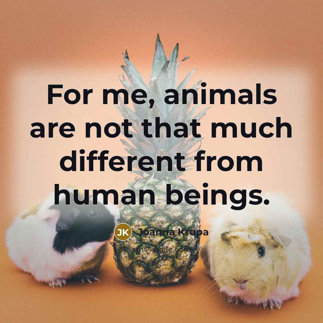 “For me, animals are not that much different from human beings.” quote by Joanna Krupa