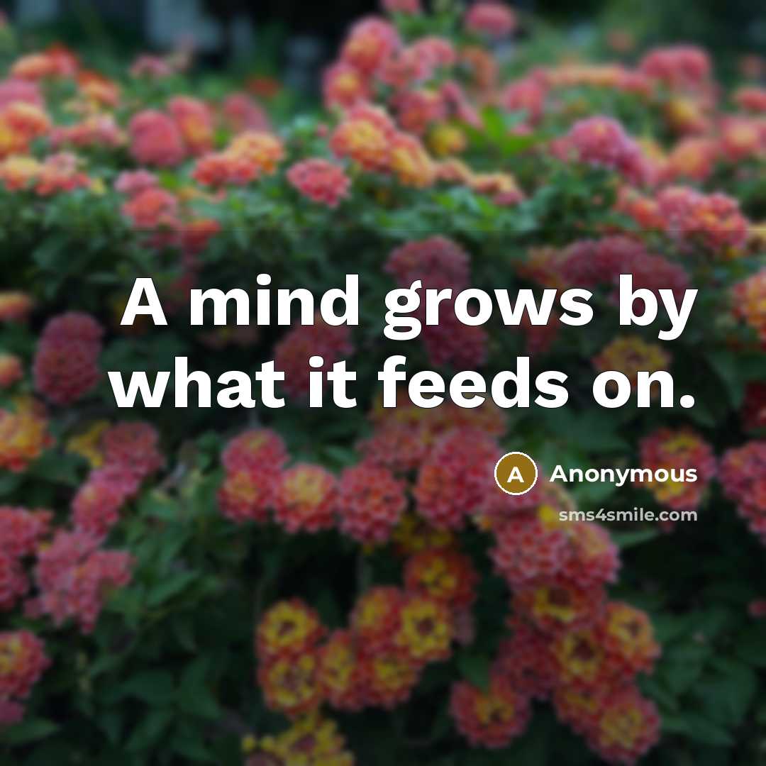 “A mind grows by what it feeds on.” quote by Anonymous