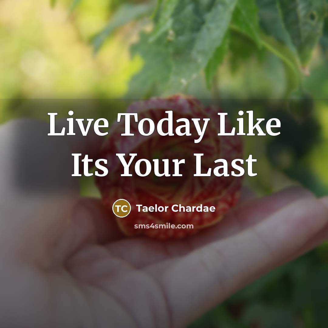 “Live Today Like Its Your Last” quote by Taelor Chardae