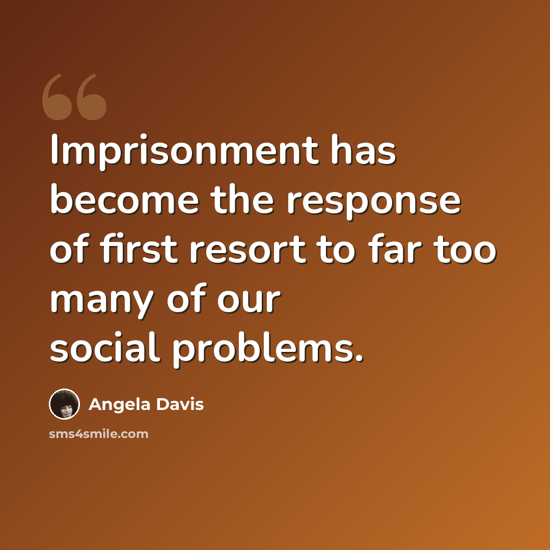“Imprisonment has become the response of first resort to far too many of our social problems.” quote by Angela Davis