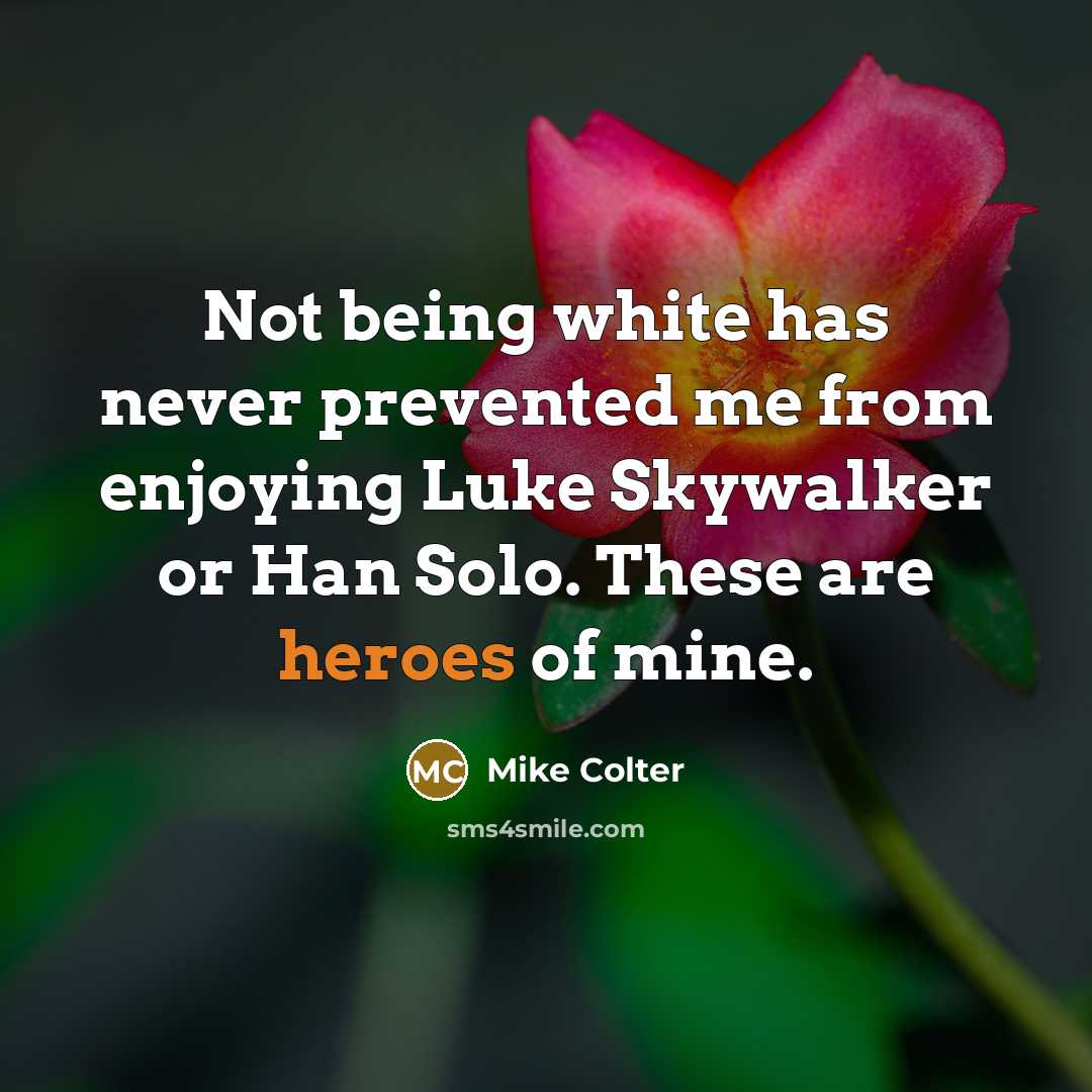 “Not being white has never prevented me from enjoying Luke Skywalker or Han Solo. These are heroes of mine.” quote by Mike Colter