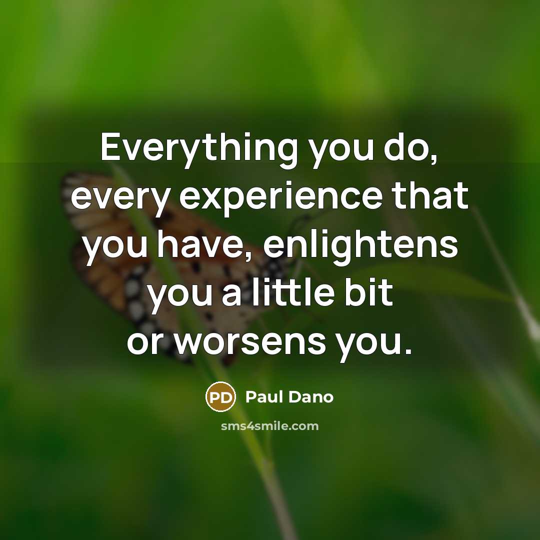 “Everything you do, every experience that you have, enlightens you a little bit or worsens you.” quote by Paul Dano