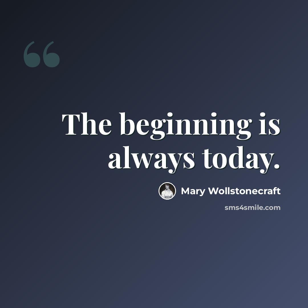 “The beginning is always today.” quote by Mary Wollstonecraft