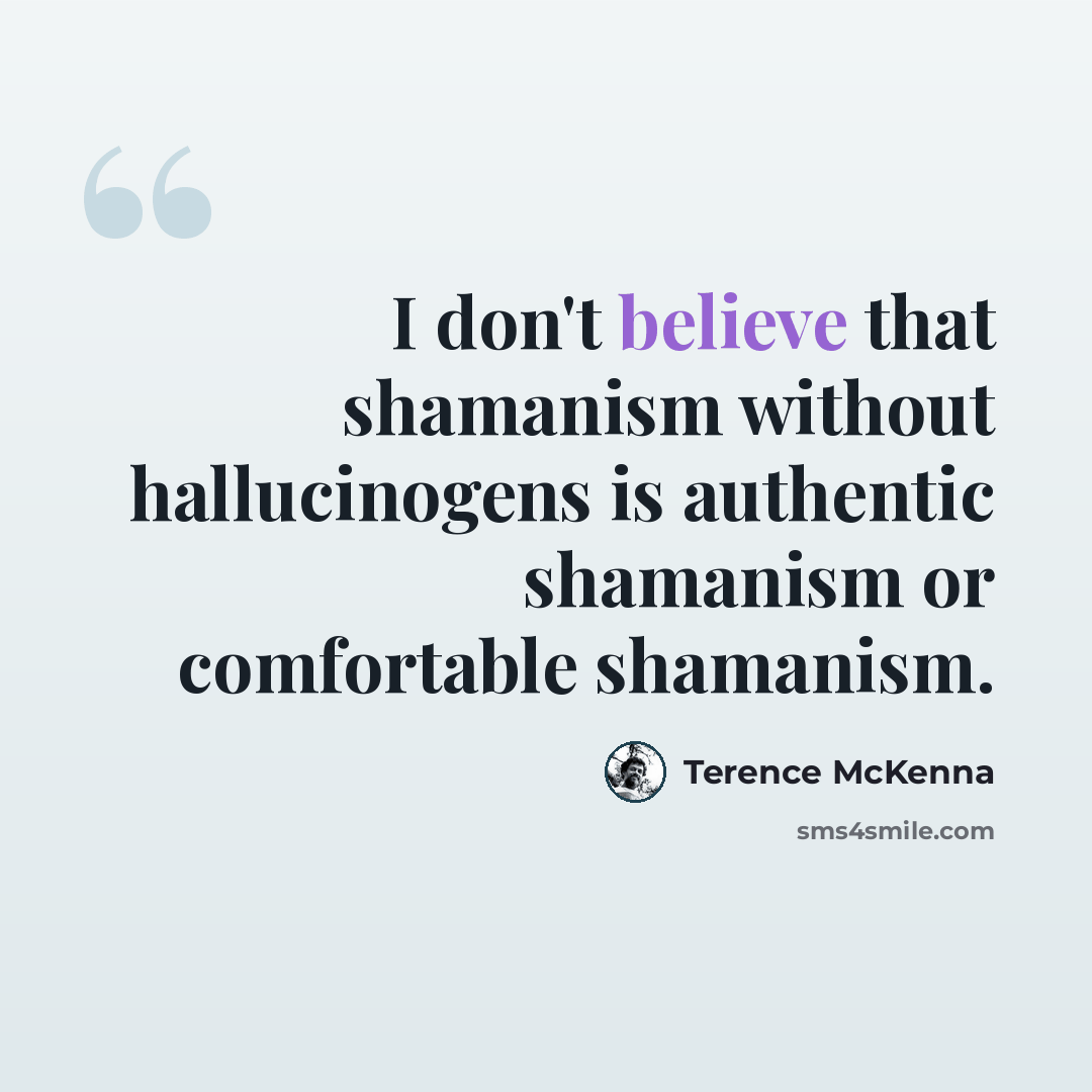 “I don't believe that shamanism without hallucinogens is authentic shamanism or comfortable shamanism.” quote by Terence McKenna