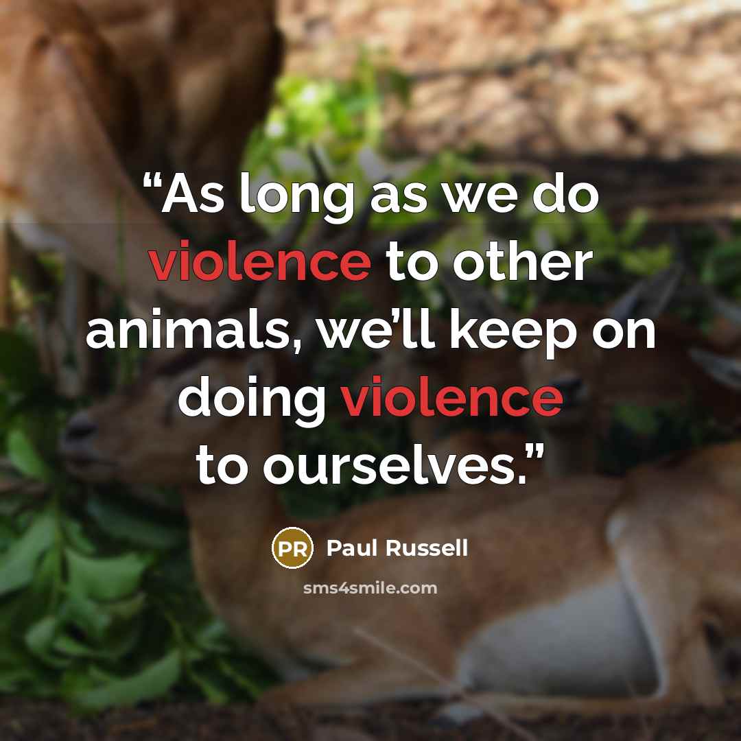 “As long as we do violence to other animals, we’ll keep on doing violence to ourselves.” quote by Paul Russell