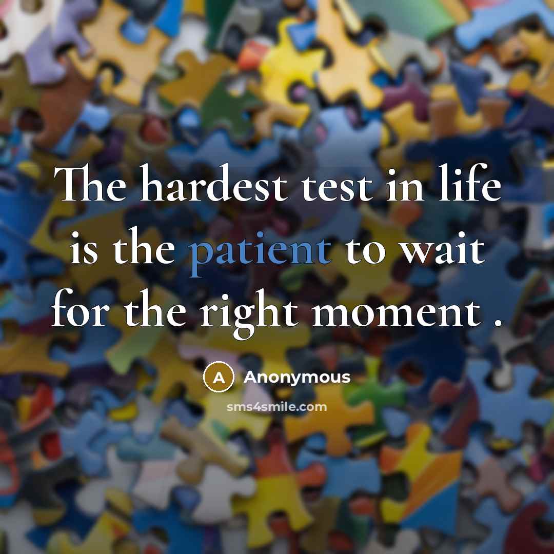 “The hardest test in life is the patient to wait for the right moment .” quote by Anonymous