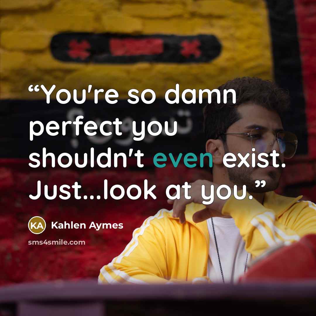 “You're so damn perfect you shouldn't even exist. Just...look at you.” quote by Kahlen Aymes