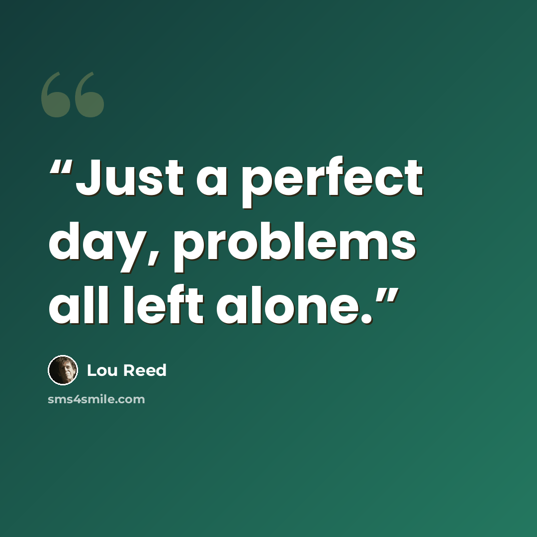 “Just a perfect day, problems all left alone.” quote by Lou Reed