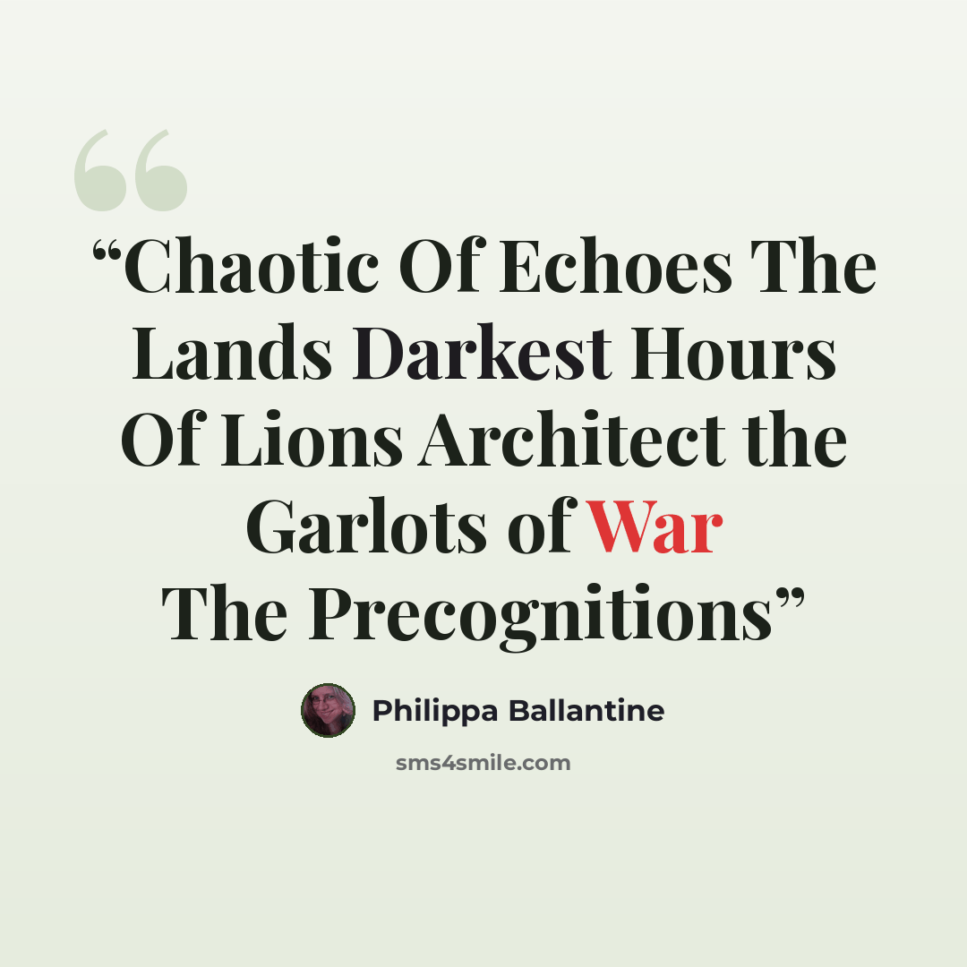“Chaotic Of Echoes The Lands Darkest Hours Of Lions Architect the Garlots of War The Precognitions” quote by Philippa Ballantine