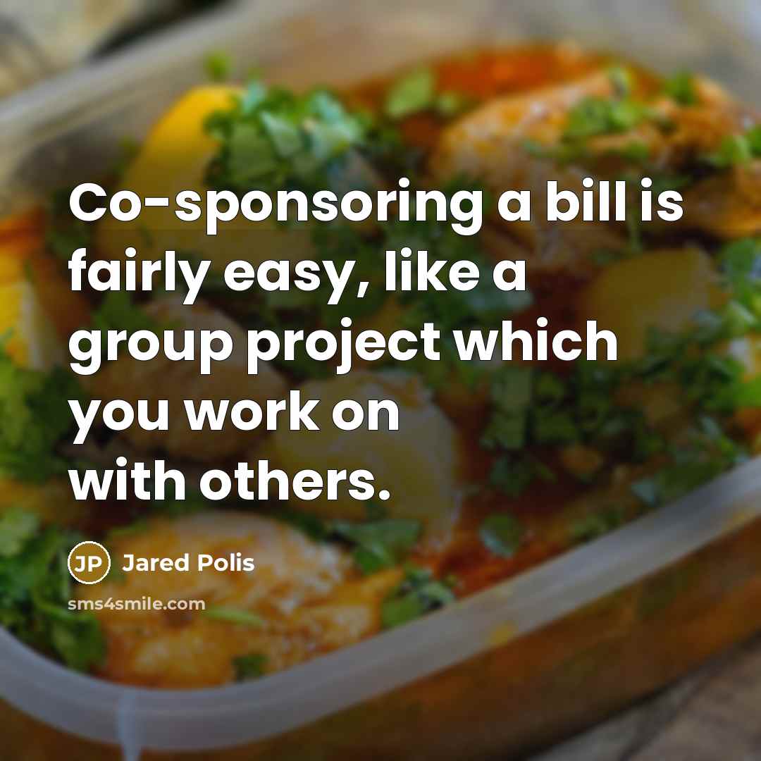 “Co-sponsoring a bill is fairly easy, like a group project which you work on with others.” quote by Jared Polis