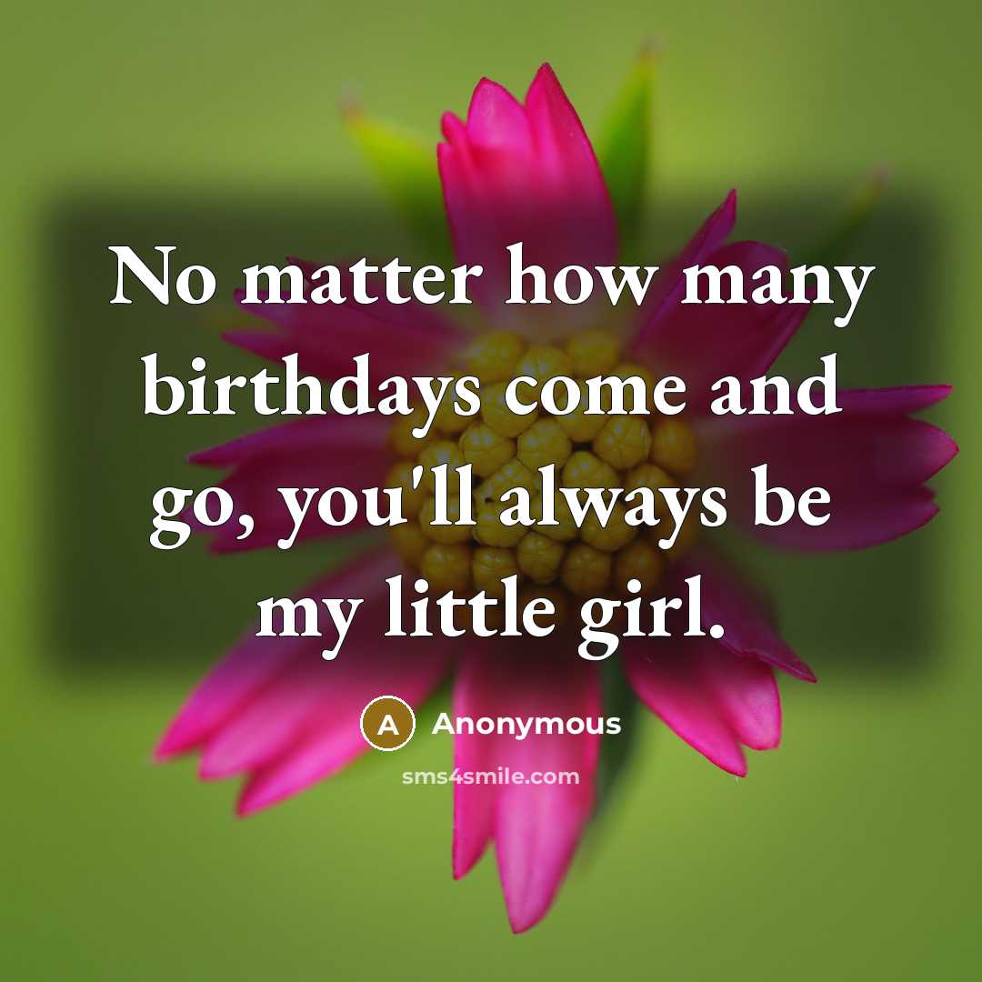 “No matter how many birthdays come and go, you'll always be my little girl.” quote by Anonymous