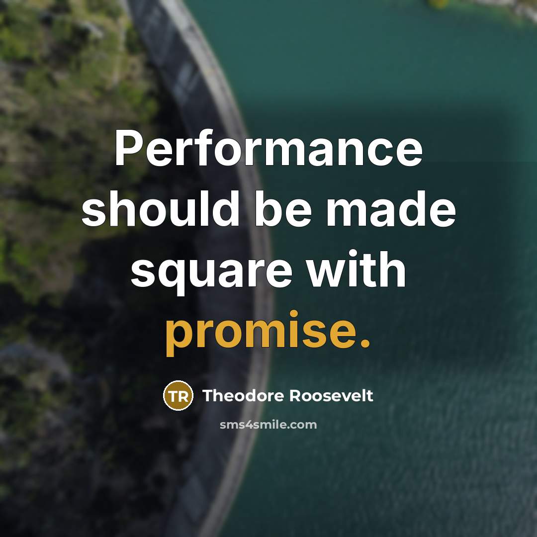 “Performance should be made square with promise.” quote by Theodore Roosevelt