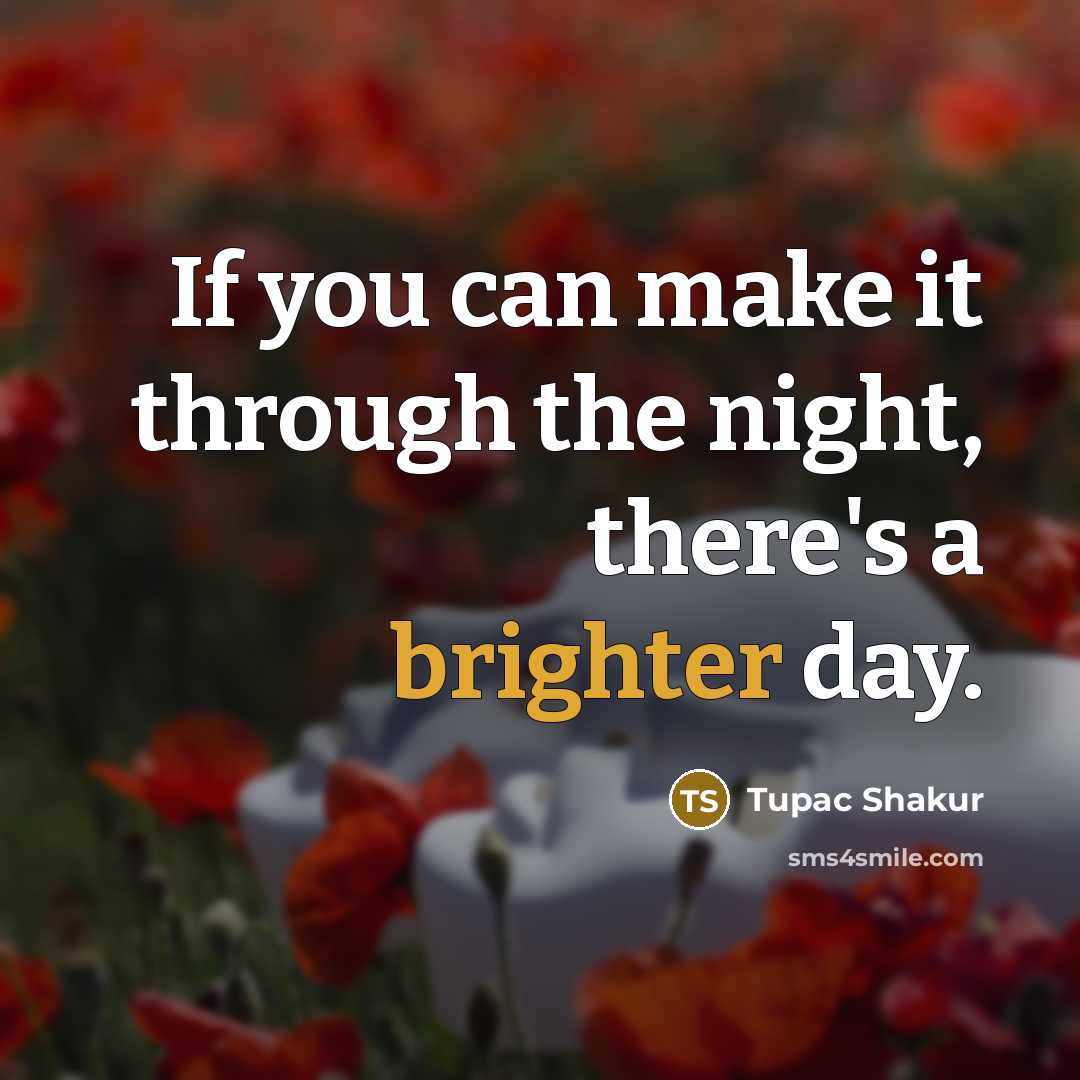“If you can make it through the night, there's a brighter day.” quote by Tupac Shakur