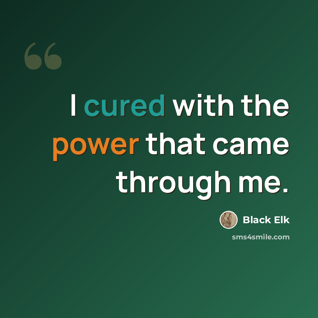 “I cured with the power that came through me.” quote by Black Elk