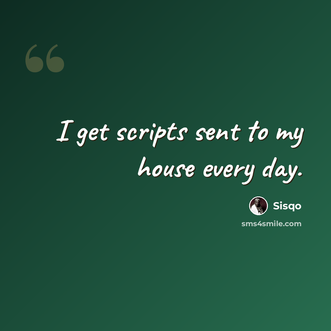 “I get scripts sent to my house every day.” quote by Sisqo
