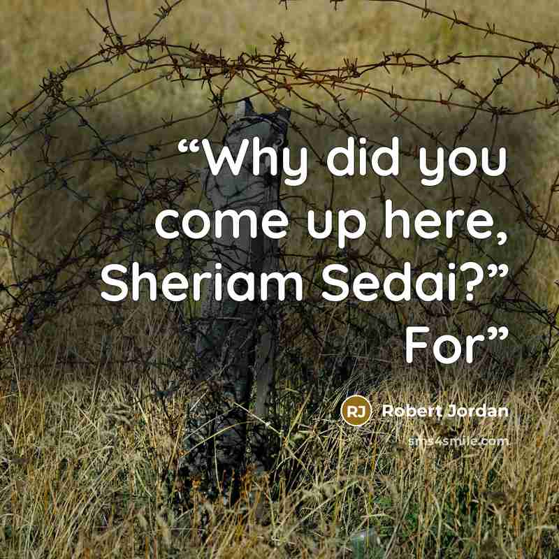 “Why did you come up here, Sheriam Sedai?” For” quote by Robert Jordan