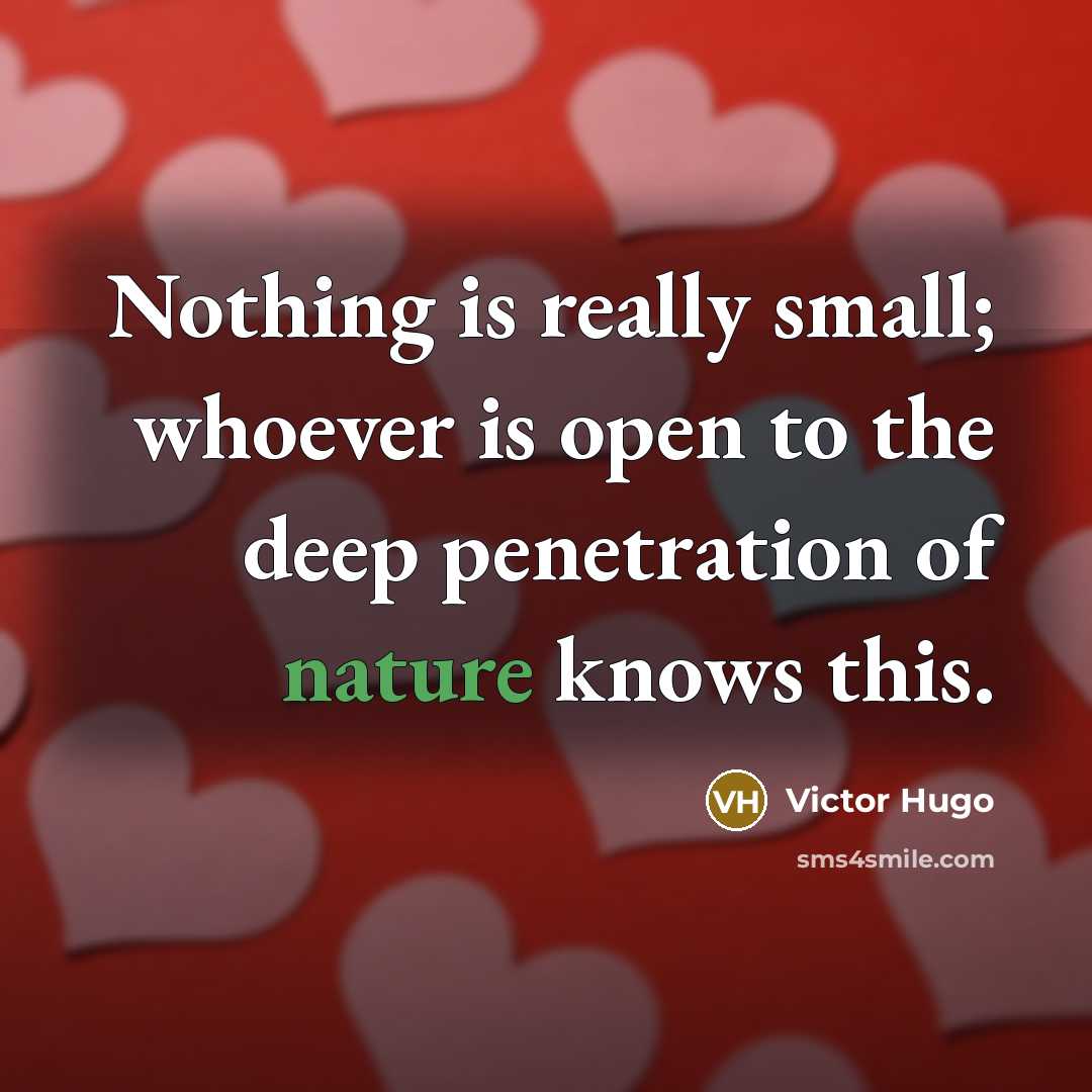 “Nothing is really small; whoever is open to the deep penetration of nature knows this.” quote by Victor Hugo
