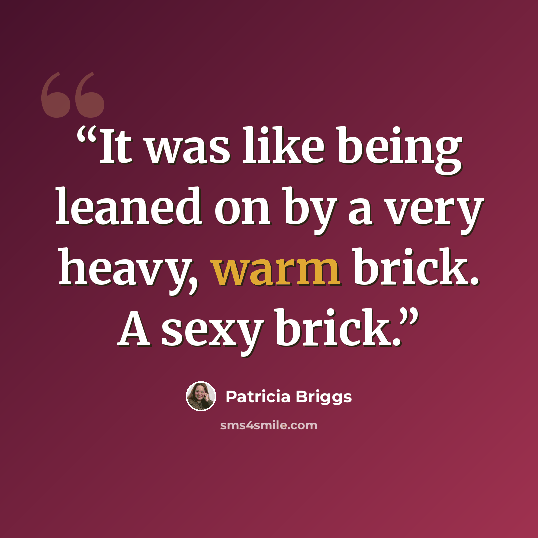 “It was like being leaned on by a very heavy, warm brick. A sexy brick.” quote by Patricia Briggs