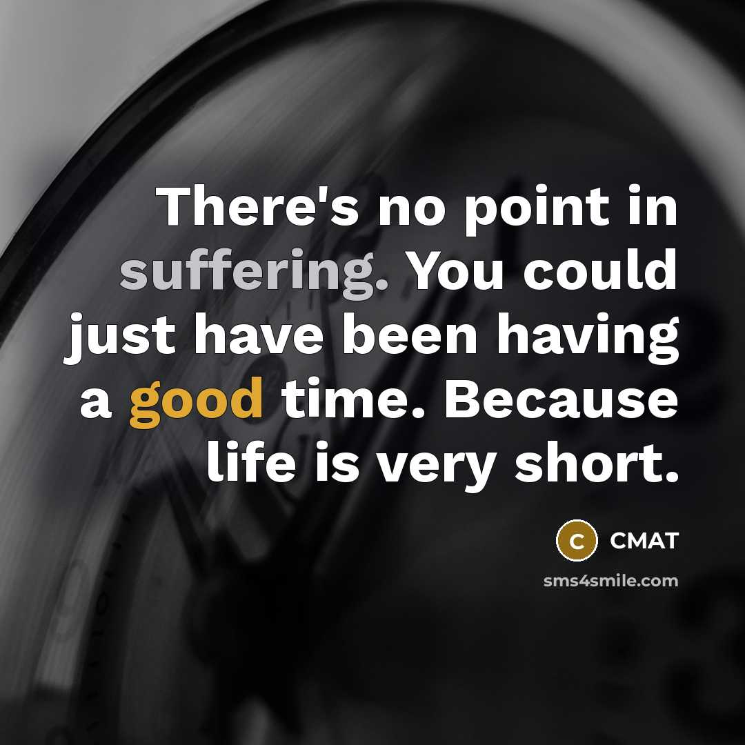 “There's no point in suffering. You could just have been having a good time. Because life is very short.” quote by CMAT