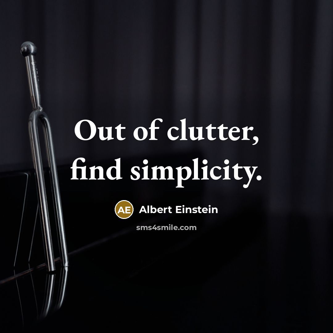 “Out of clutter, find simplicity.” quote by Albert Einstein