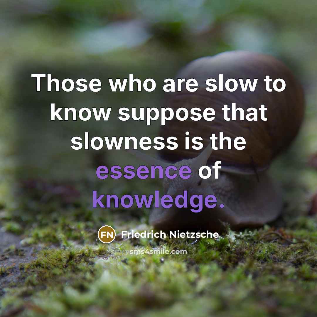 “Those who are slow to know suppose that slowness is the essence of knowledge.” quote by Friedrich Nietzsche