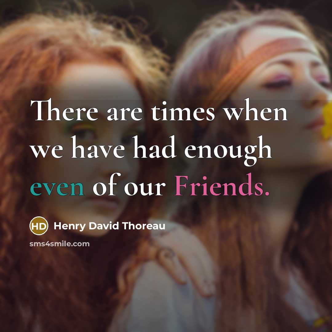 “There are times when we have had enough even of our Friends.” quote by Henry David Thoreau